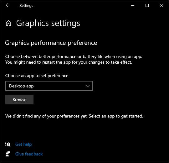 Windows 10 Graphics Settings