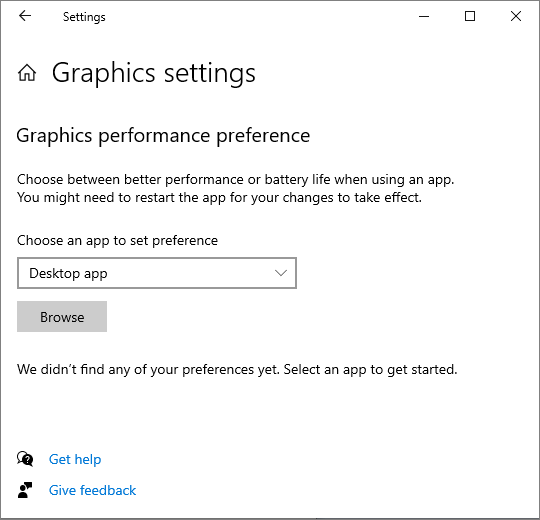 Windows 10 Graphics Settings