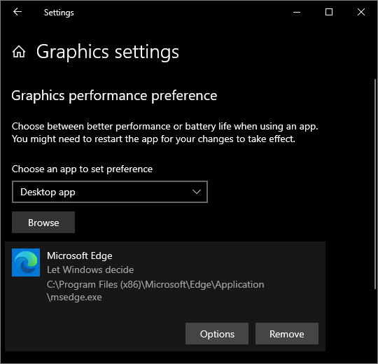 Windows 10 Graphics Settings