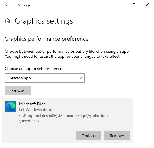 Windows 10 Graphics Settings